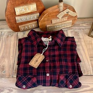 Natural Life Navy & Plum Plaid Tunic Top🍂